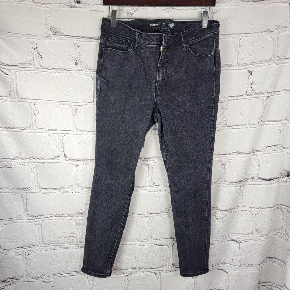 Old Navy Womens 12 Short Black Rockstar Super‎ Skinny High Rise Jeans Casual
